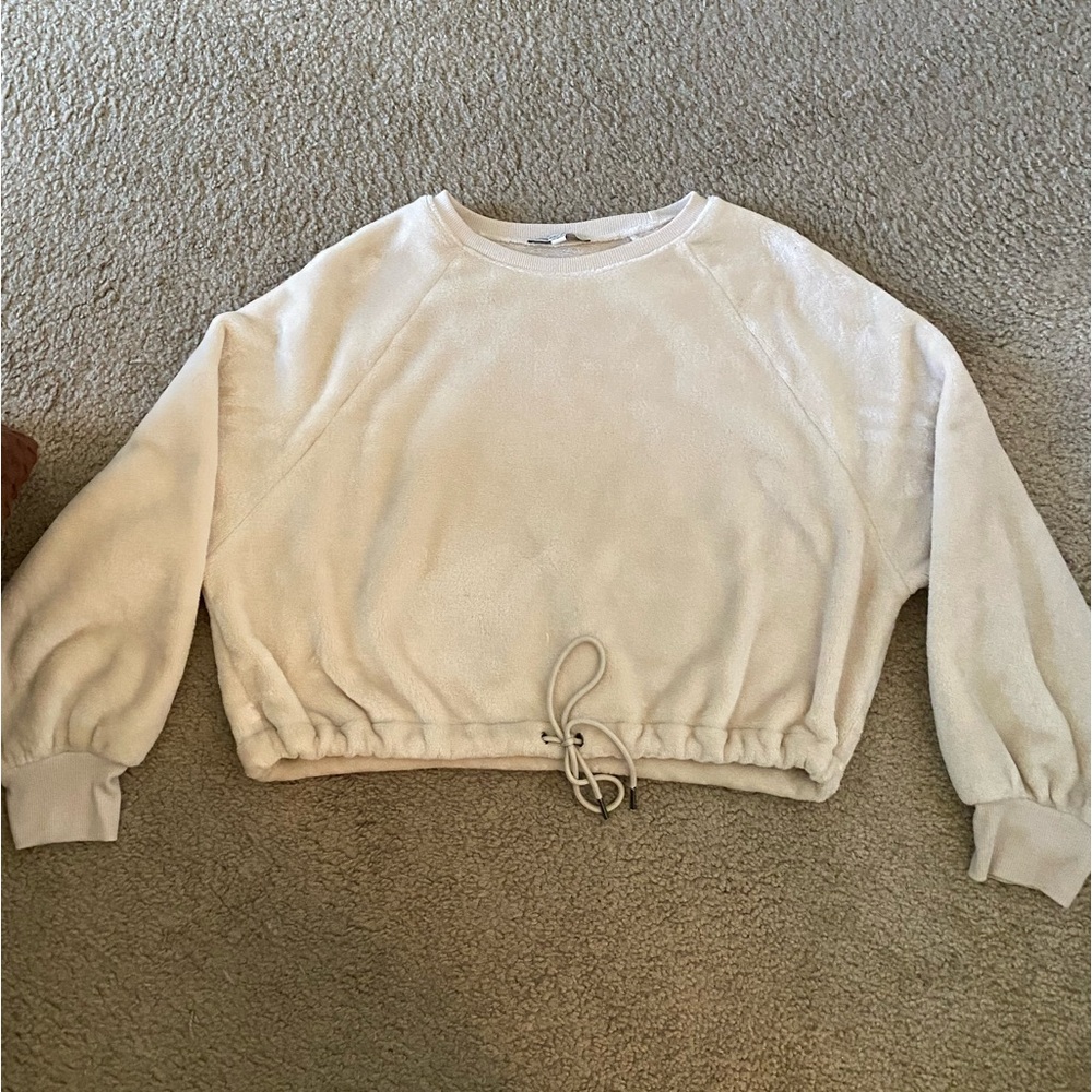 Express Cozy Cropped Long Sleeved Crew Neck Sweater